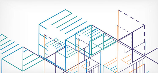 Abstract background. Color lines on white background. Linear abstract composition. Techno or business concept for wallpaper, banner, background, landing page