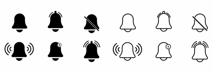 bell notification icon set vector sign symbol
