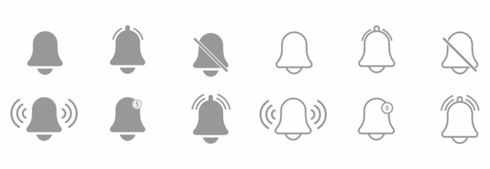 bell notification icon set vector sign symbol
