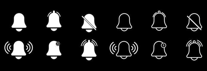 bell notification icon set vector sign symbol