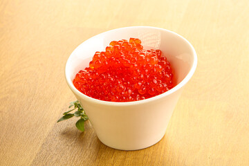 Red caviar in the bowl