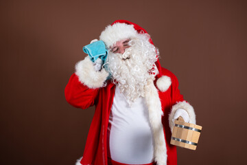 Funny Santa Claus in the sauna.