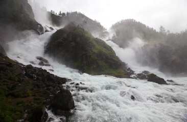 Latefoss - the waterfall  in Vestland County, Norway