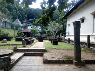 Antiquities kept outside the Museum near the Temple of the Tooth in Kandy, Sri Lanka