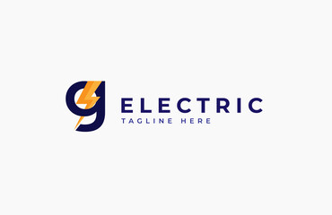 Electric Logo. abstract letter G with thunder bolt inside, electric design logo template, vector illustration