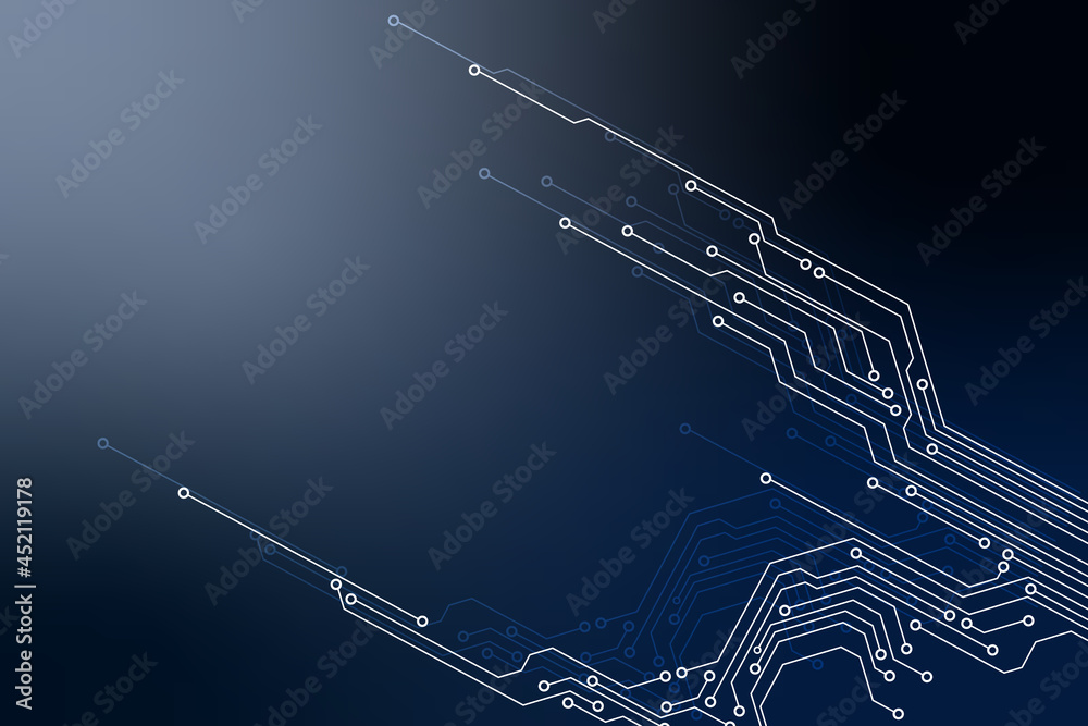 Aufkleber Circuit Board Modern Color Theme Digital Technology Vector Background. PCB Trace Scheme Data System Illustration Abstract Design