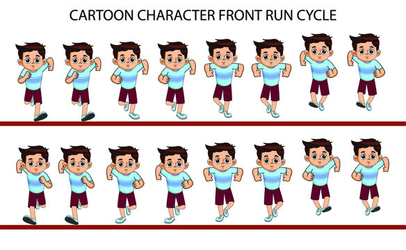 Cartoon Character Front run cycle frame by frame loopable vector file ready  for 2D animation, easy to edit source file for motion graphics,  infographics, animated video, explanatory, E-learning Stock Vector | Adobe