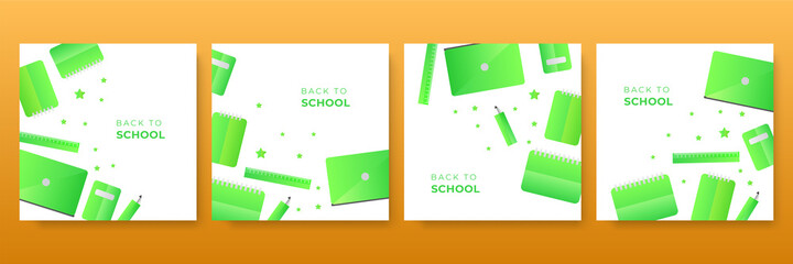 School admission social media post banner design. back to school social media post banner design set. Back to school admission promotion banner. school admission template for social media ad.
