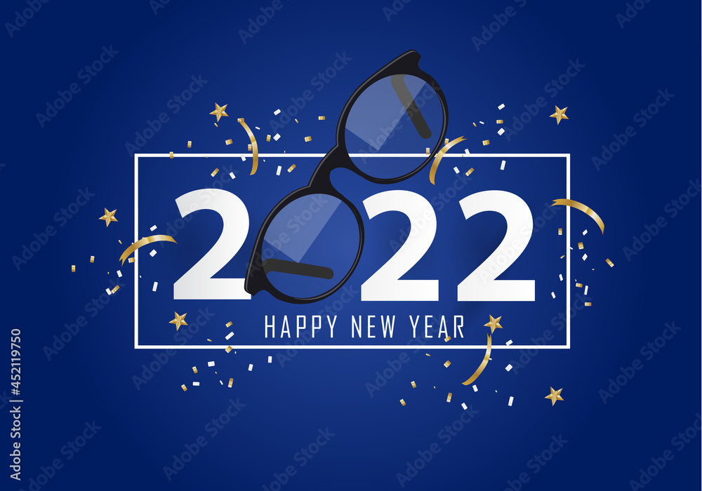 Canvas Prints glasses and 2022. happy new year 2022. year 2022 with glasses