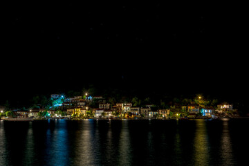 Greece, Pelion, the harbor of Agia Kiriaki at night