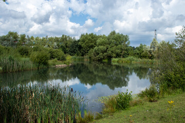 Fototapeta na wymiar landscape with lake reflections