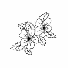 Hand drawing flower arrangement doodle or sketch style, postcard, poster, coloring book page, black and white vector