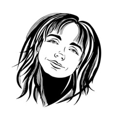 Graphic portrait of a beautiful girl. Vector illustration