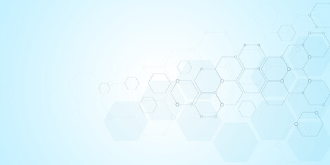Abstract background with honeycombs. Blue medical background. Medicine and technology.