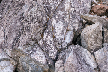 
texture of gray stone with cracks. Texture mountain close up. Background for wallpaper on the phone, computer with the texture of a stone mountain