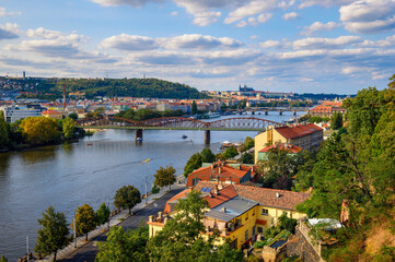 Fototapeta na wymiar Prague Castle and Vltava river as seen from the Upper Castle