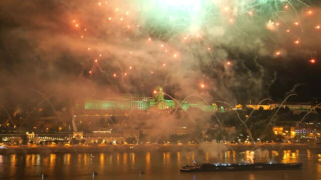 Fireworks in Budapest on St. Stephen's day