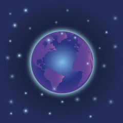 Fototapeta na wymiar Modern globe connections network design isometric illustration on a blue background in the starry sky