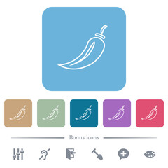 Chili pepper flat icons on color rounded square backgrounds