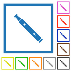 Electronic cigarette solid flat framed icons