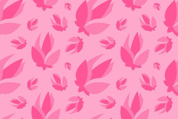 Lotus Pink Beautiful Flowers Flat Illustration. Seamless Pattern Design