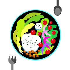 salad cream tomato vegetable food vector illustration