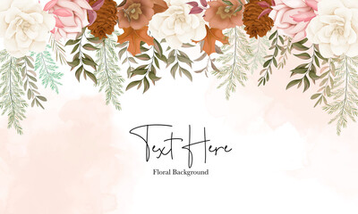 Elegant autumn floral background with rose and pine flower