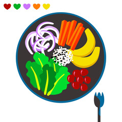 color vegetable salad diet food vector illustration