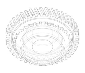 Gear wheel. Vector rendering of 3d