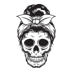 Skull Mom Head design on white background. Halloween. skull head logos or icons. vector illustration.