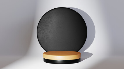 3D rendering of Podium for displaying the skin cream cosmetics decorations. Mockup background for show product.