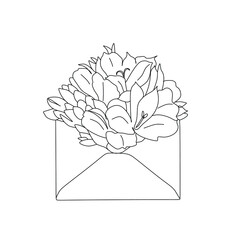 Envelope with flowers line art