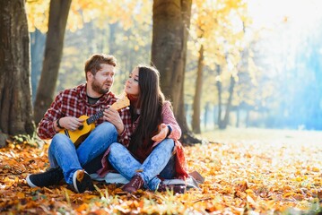 Couple in the autumn park