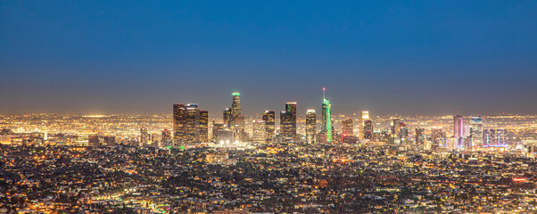 scenic view to Los Angeles by night