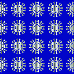 metal pattern on a blue background. 