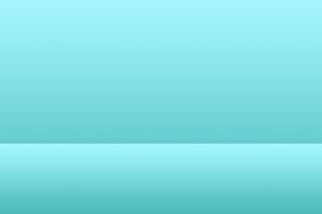 Blank cyan display on background with minimal style. Blank stand for showing product. 3D rendering.
