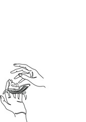 Female hands line art