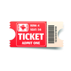 Abstract Color Ticket For Cinema Theater Concert With Shadow Vector Design Style Isolated On White Background