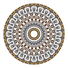 Mandala. Ethnicity round Greco Roman ornament. Ethnic style. Elements for invitation cards, brochures, covers. Oriental circular pattern. Arabic, Islamic, moroccan, asian, indian native motifs.