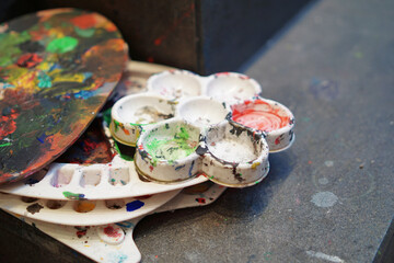 Various color of oil palette at the street