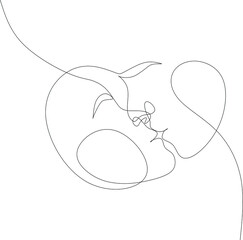 Abstract faces one line couple vector minimalist. 