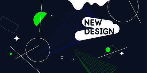 Abstract background in a modern trendy style. Poster with simple flat different geometric shapes.