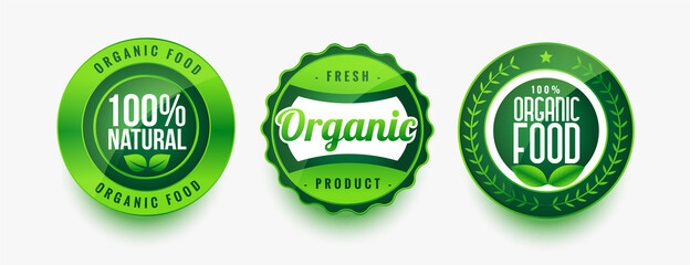 organic fresh food green labels set