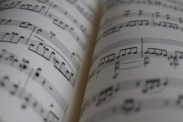 close-up of a music score 