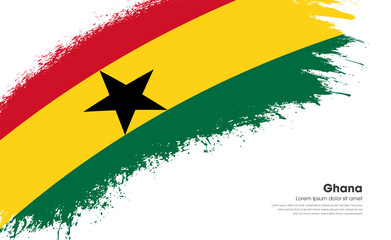 Abstract brush flag of Ghana country with curve style grunge brush painted flag on white background