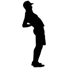 Silhouette Group of People Standing on White Background