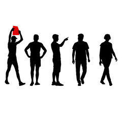 Silhouette Group of People Standing on White Background