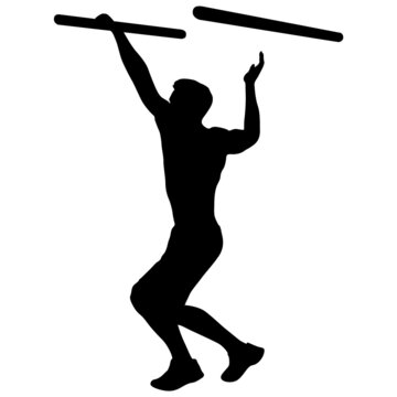 recommend clip art: Silhouette of a pull up workout steps on a white background