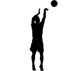 Silhouette of a basketball player on a white background