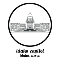 Circle icon line Idaho Capitol. vector illustration